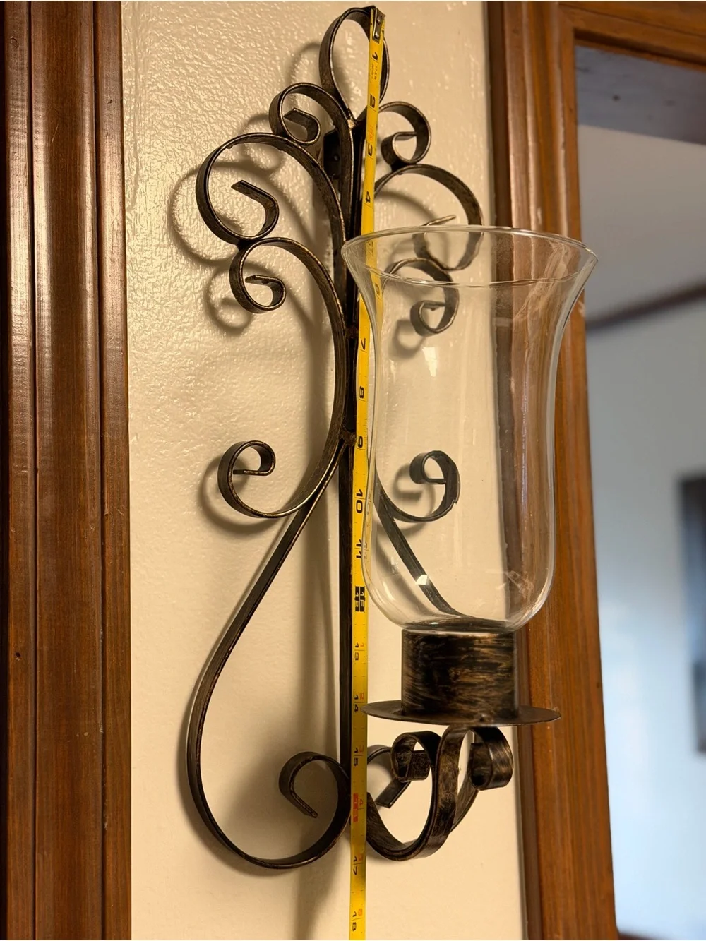Decorative Metal Wall Sconce with Clear Glass - Bronze Finish Ser of 2